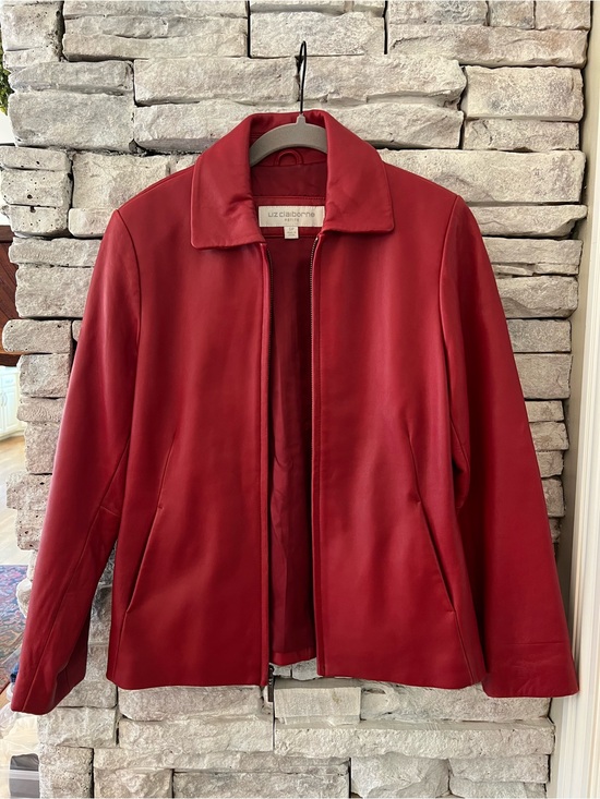 Liz Claiborne Jackets & Blazers - Liz Claiborne Red Leather Jacket Womens Small Petite